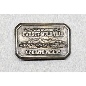 The Famous Twenty Mule Team Of Death Valley Borax Wagons Brass Belt Buckle 3.25"